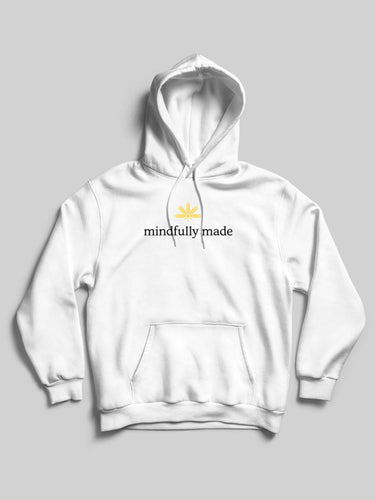 White unisex pull-over hoodie with 